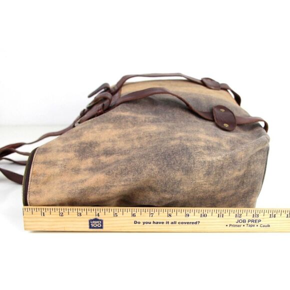 LARGE KiliKili BROWN BEIGE GENUINE LEATHER CANVAS SHOULDER BAG HANDBAG TOTE HOBO - Picture 13 of 14